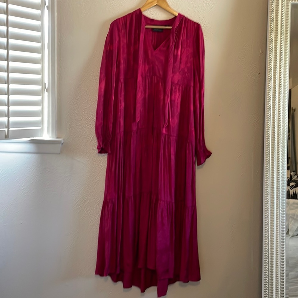 Anthropologie Cassie Tiered Ruffle Dress in pink XS